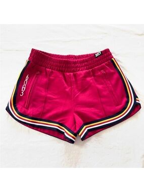 NWOT Juicy Couture Hot Pink Athletic Shorts with Multicolor Striped Trim SZ S
